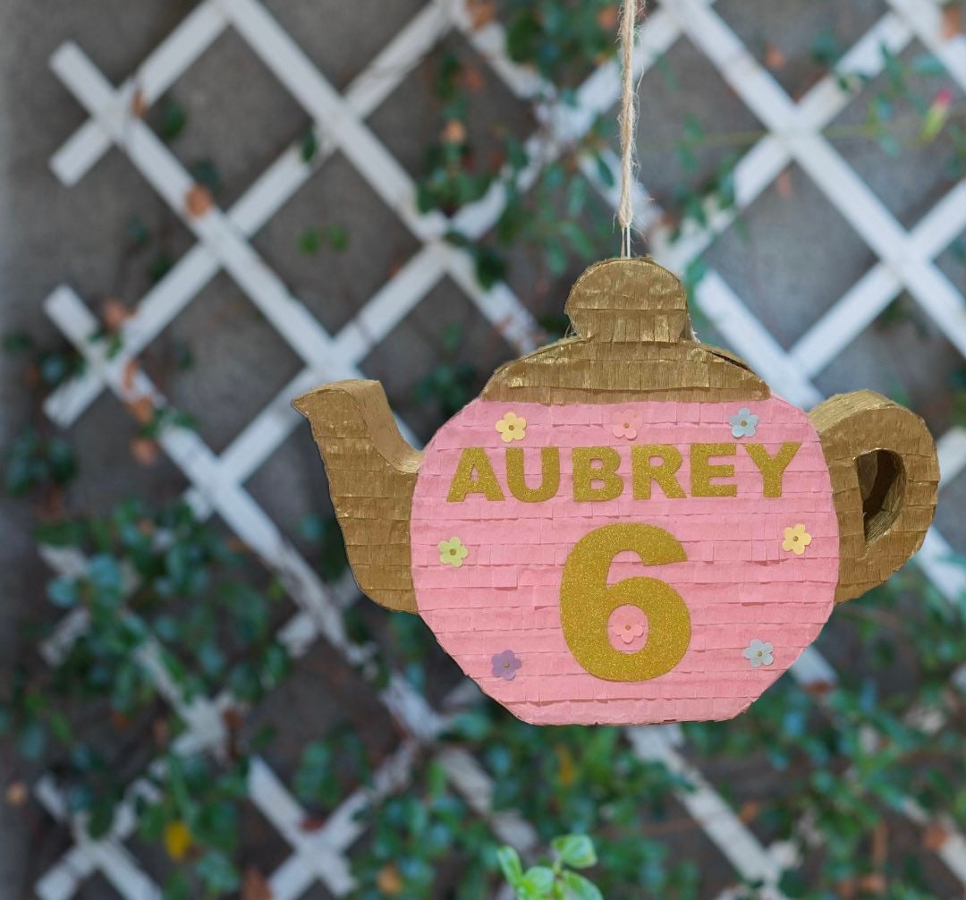 Tea Pot Pinata Birthday Pinata Custom Name and Number