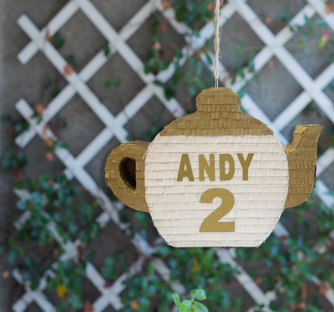 Tea Pot Pinata Birthday Pinata Custom Name and Number